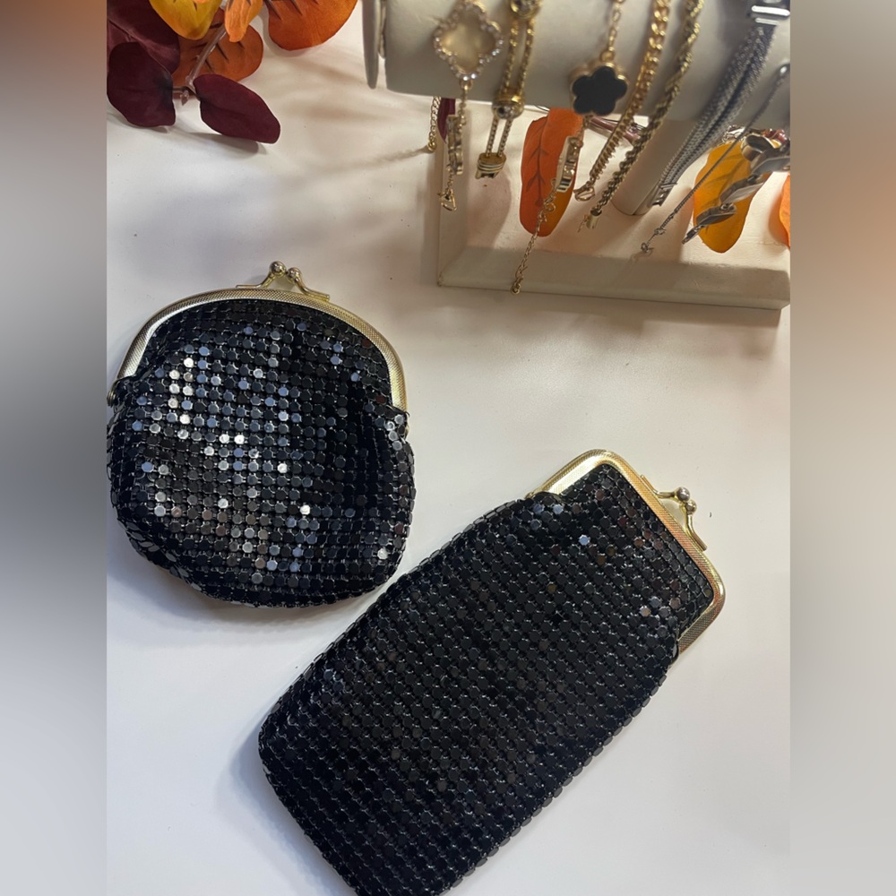 Elegant Black Sequin Clutch